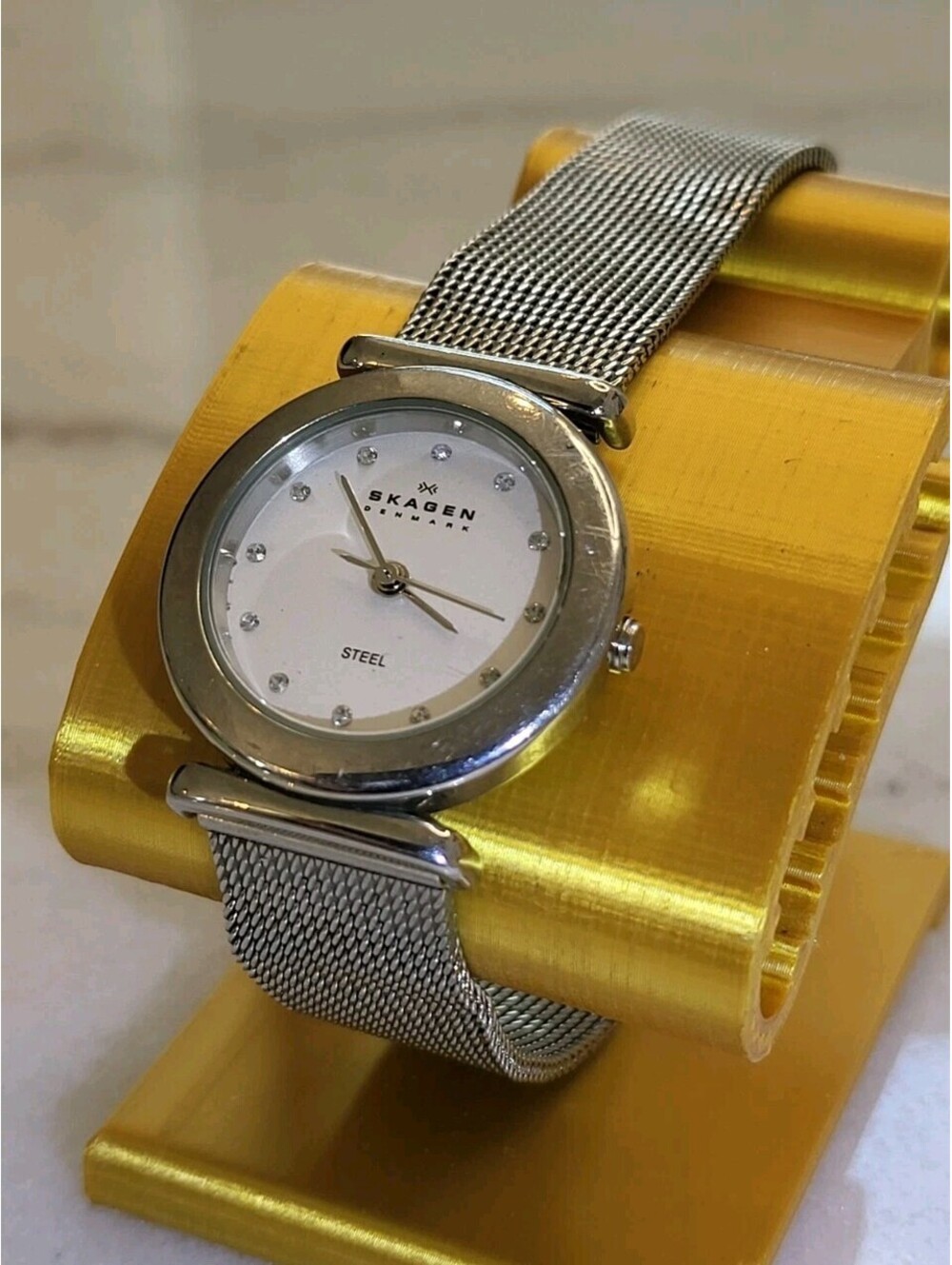 Skagen Women's Silvertone Watch 7.25" Running New Battery 26mm